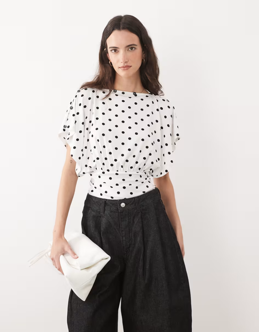 Multi way button up top in polka-dot print